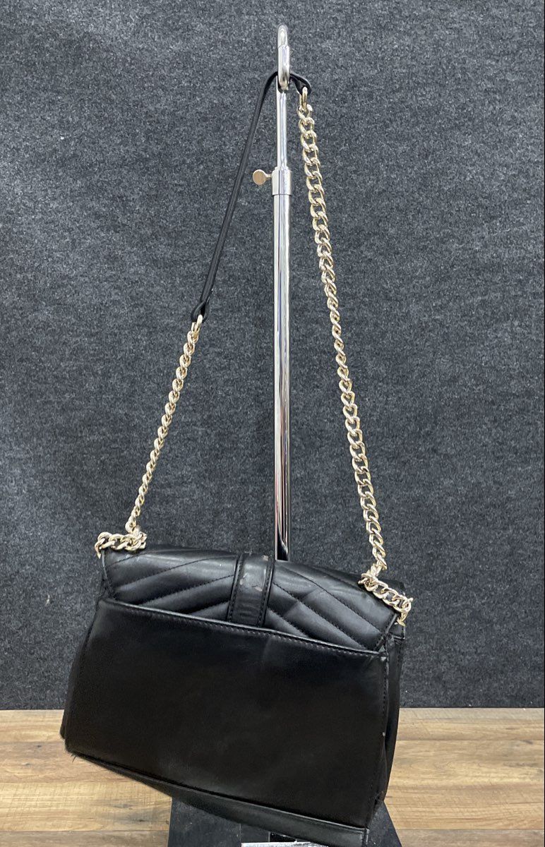 Nine West Black Quilted Faux Leather Envelope Crossbody Bag Gold Hardware