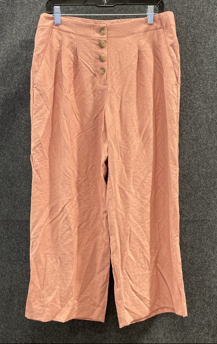 Loft Women's Salmon High Waisted Wide Leg Pleated Button Fly Pants Sz 8 NWT