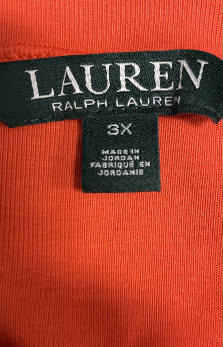Lauren Ralph Lauren Women's Orange Boat Neck Cuffed Half Sleeve Top Sz 3X