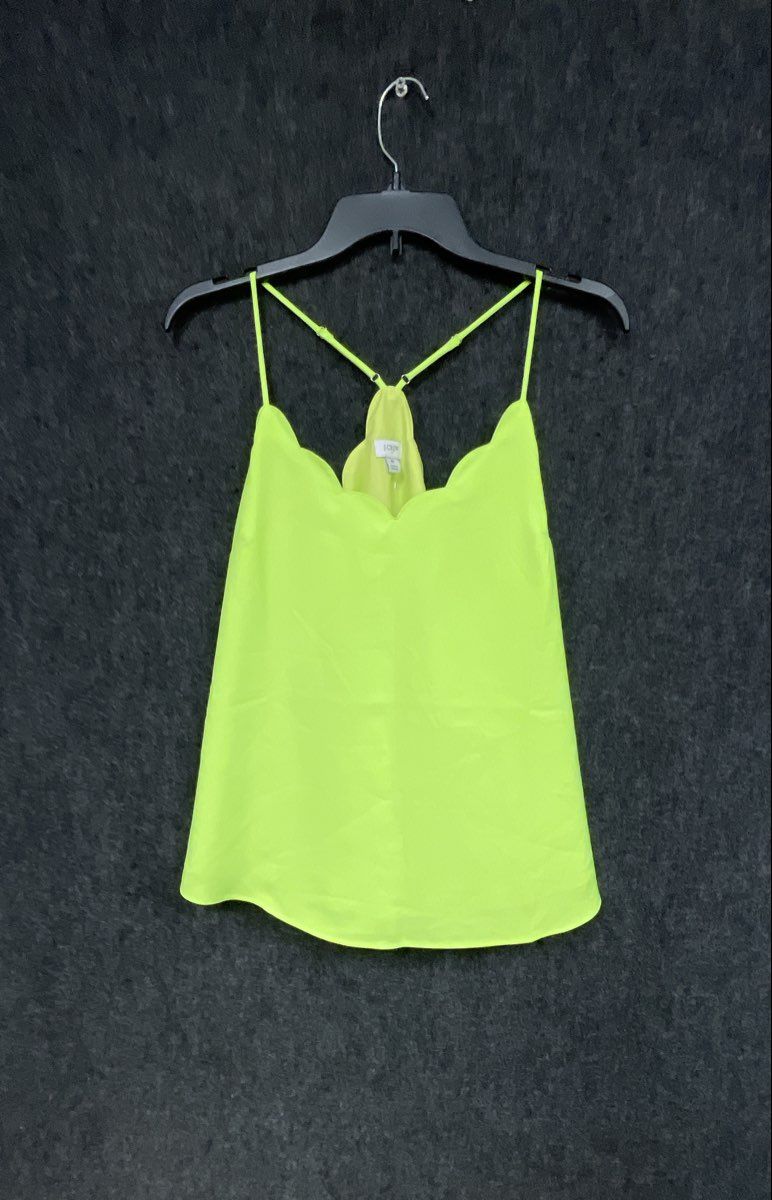 J. Crew Women's Scalloped V-Neck Cami Top Neon Yellow Racerback Tank Sz 8