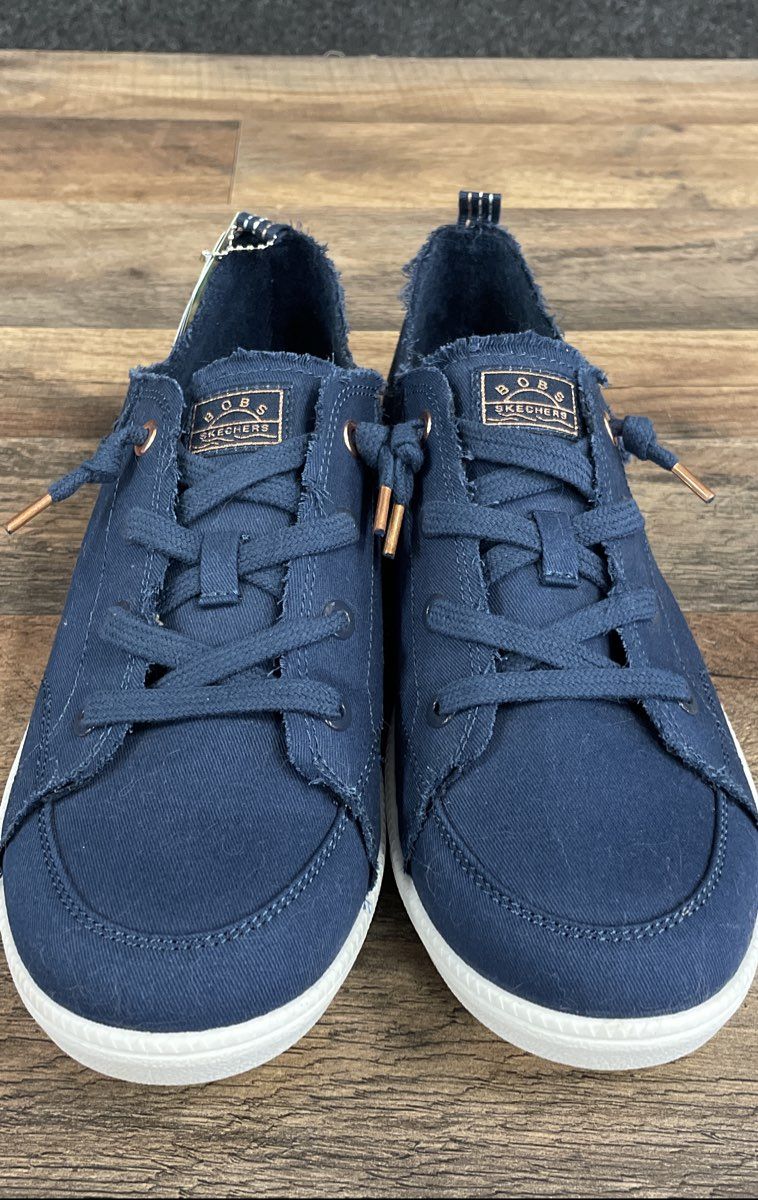 Skechers BOBS Beach Bingo Navy Canvas Slip-On Sneakers Women's Size 11 NWT