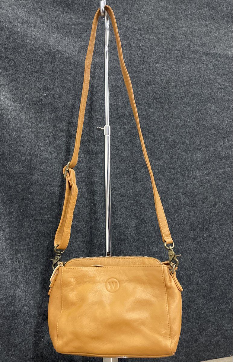 Wanderers Brown Leather Crossbody Bag Small Gold Hardware Purse