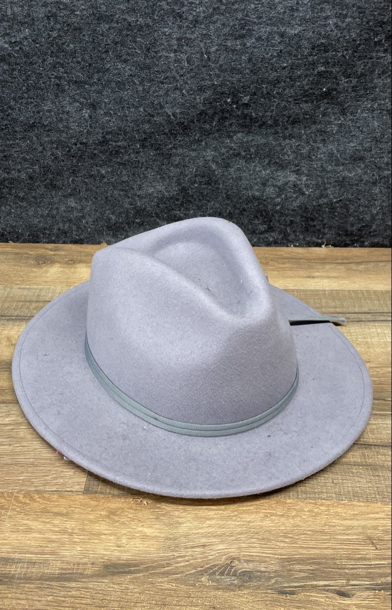 Brixton Unisex Gray Felt Fedora Wide Brim Hat Size M 7 1/4 58cm