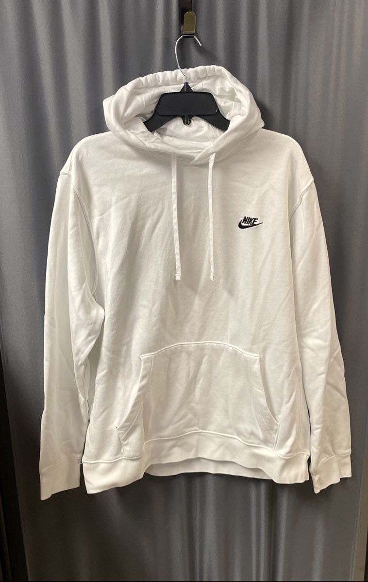 Nike Men's White Pullover Club Fleece Hoodie Futura Logo Sz XL-T