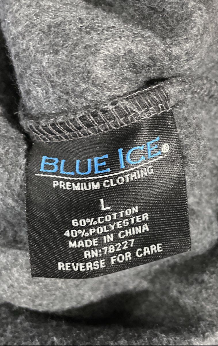 Blue Ice Men's Full Zip Hoodie Charcoal Grey MFH-1001CH Fleece Size L NWT