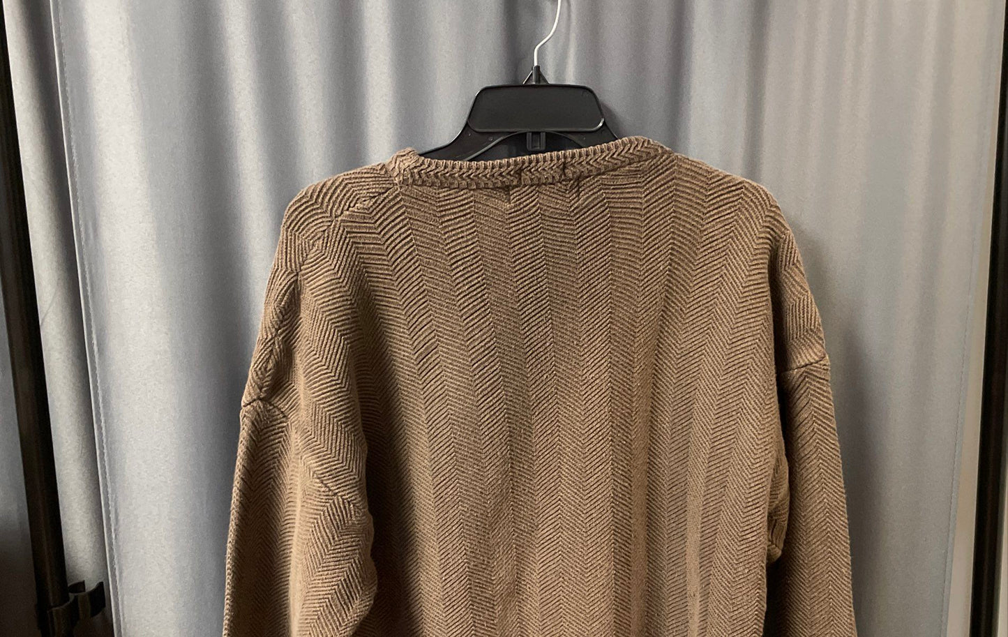 Vintage 90s Chaps Ralph Lauren Men's Brown Chevron Knit Cotton Sweater Size M