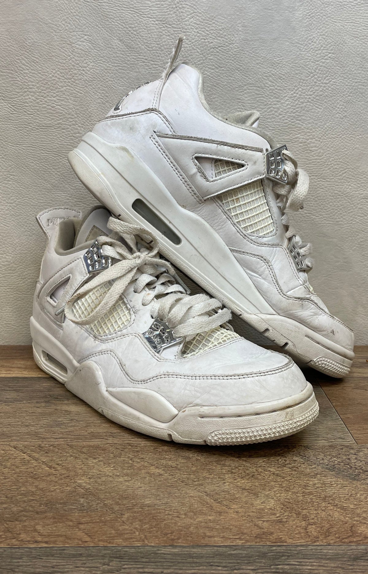 Nike Air Jordan 4 Retro Pure Money White Metallic Silver Size 8