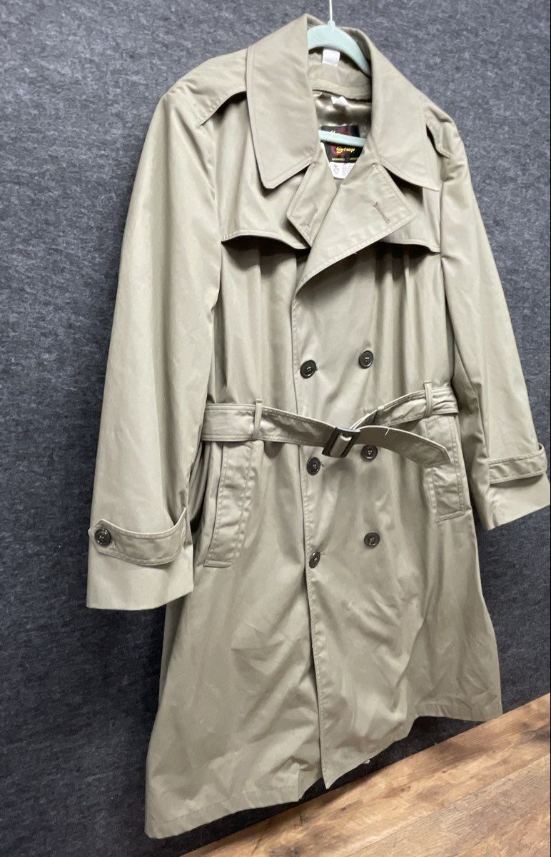 The Marine Shop Men's Khaki USMC Approved All-Weather Trench Coat Sz 44R