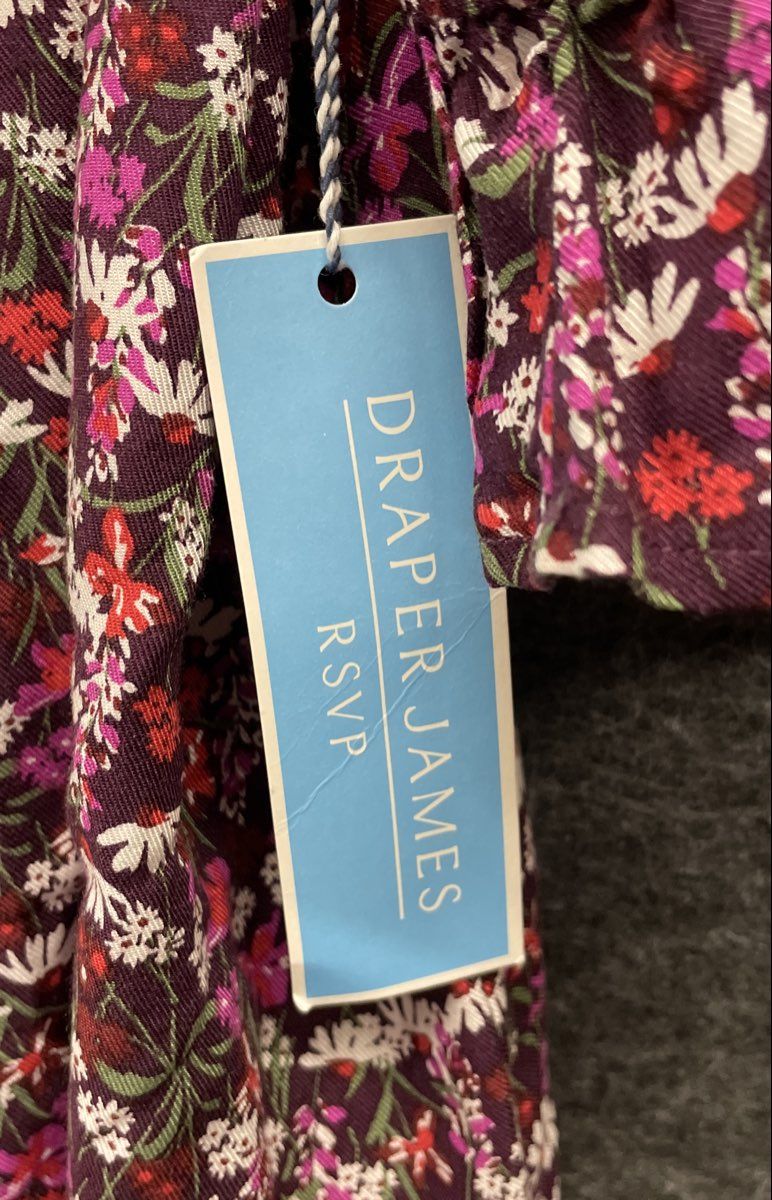 Draper James RSVP Women's Plum Multi Floral Cinched Elbow Sleeve Top NWT Sz 3X