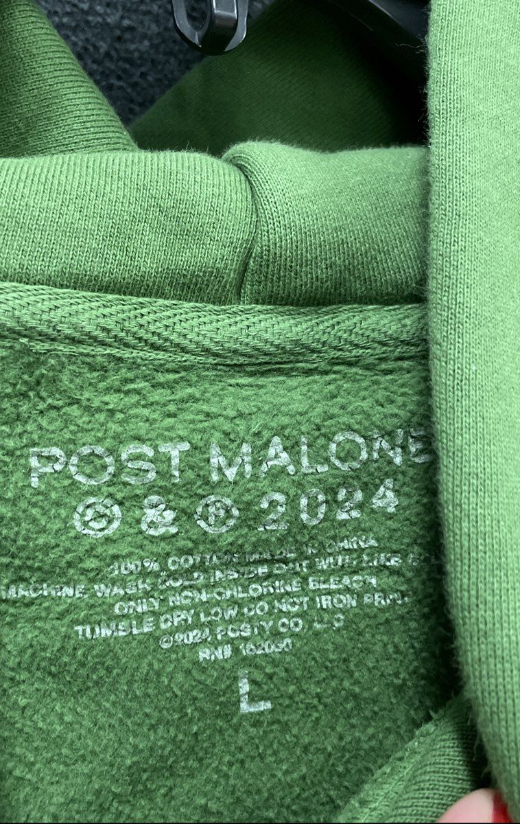 Post Malone Men's Green F-1 Trillion U.S. Tour 2024 Pullover Hoodie Sz L