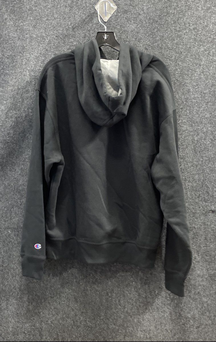 Champion Men's Black Fleece Pullover Hoodie Tonal Logo Sweatshirt Sz L