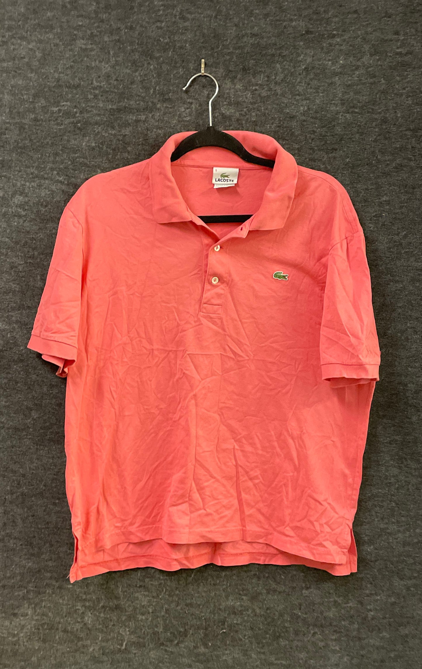 Lacoste Men's Vintage Classic Fit Polo Shirt Pink Pique Cotton Sz 5 L