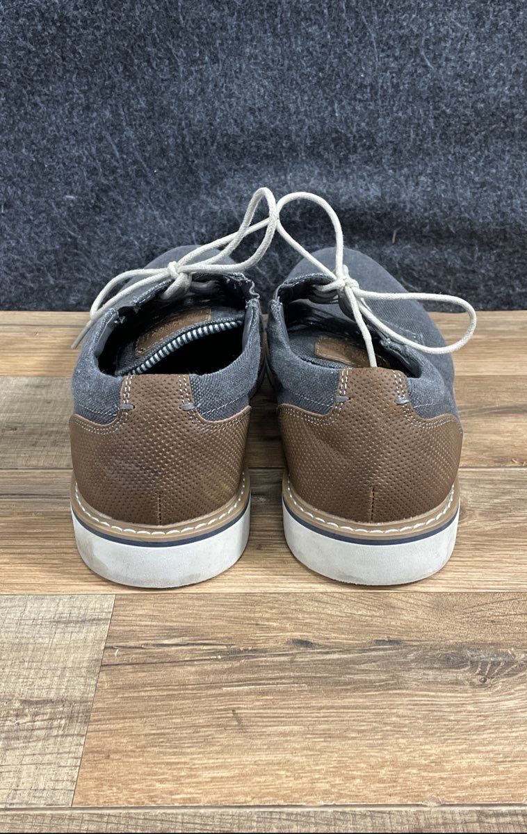 Nunn Bush Kore Grey Canvas Brown Leather Casual Oxford Sneakers Size 8