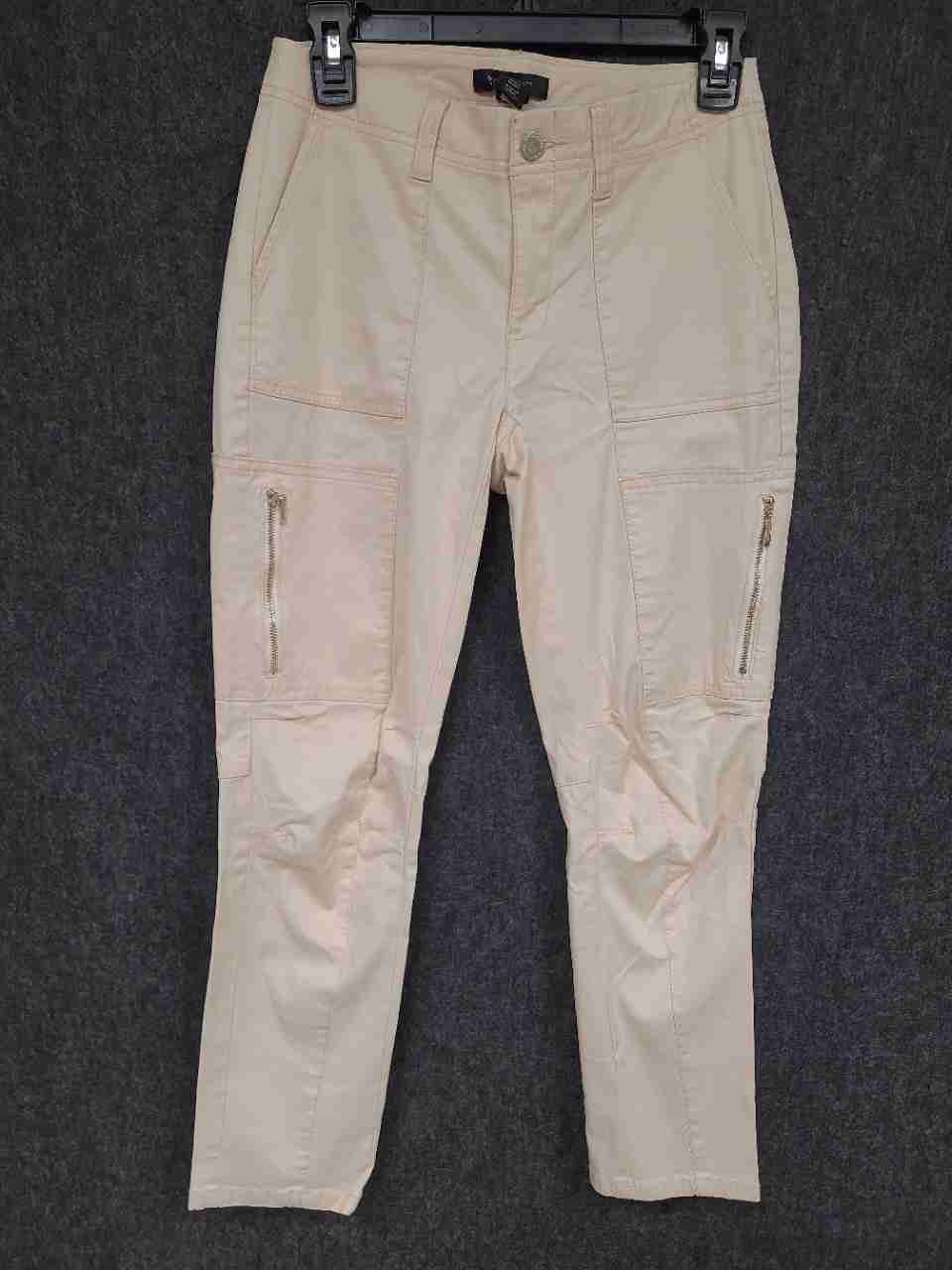 White House Black Market Women's Cream Skinny Cargo Ankle Pants Sz 00