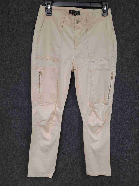 White House Black Market Women's Cream Skinny Cargo Ankle Pants Sz 00