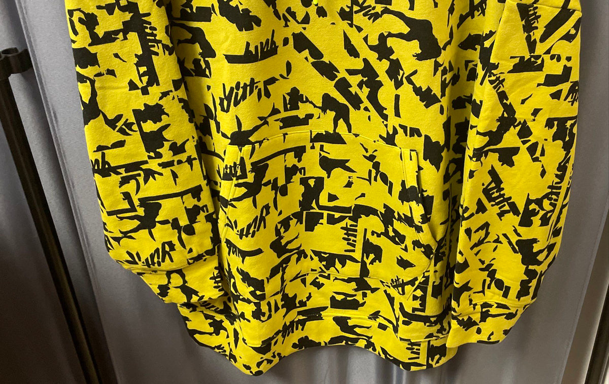 Yitty Women's Major Label Oversized Hoodie Yellow Black Pullover Sz S NWT
