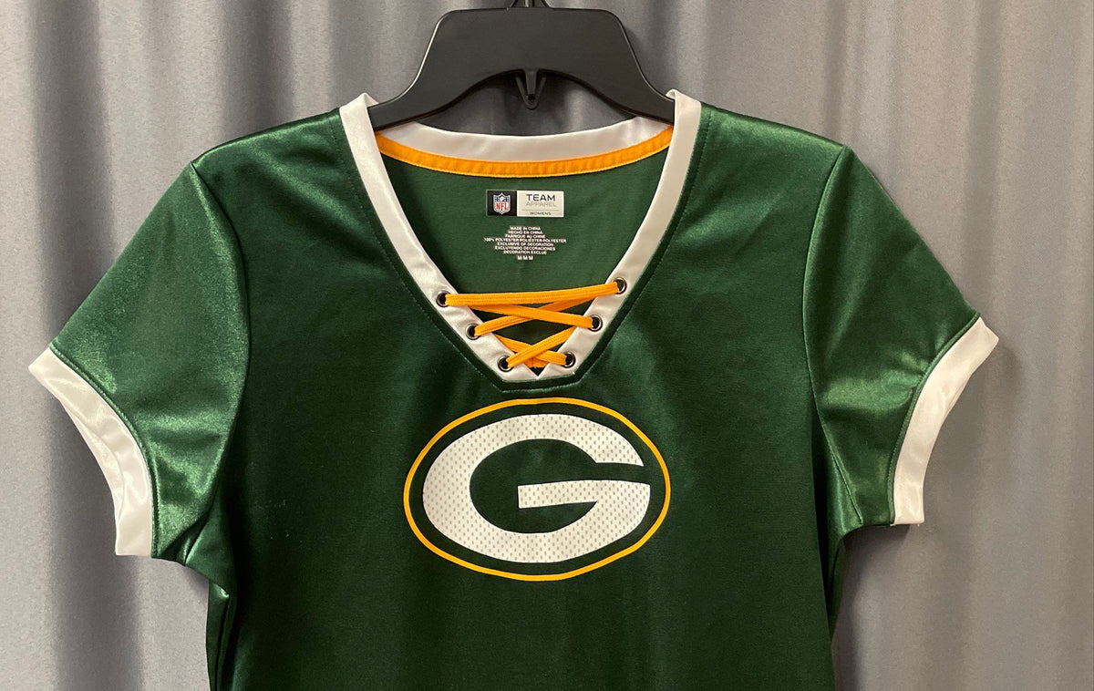 NFL Team Apparel Women's Green Bay Packers Green Lace-Up Top Sz M