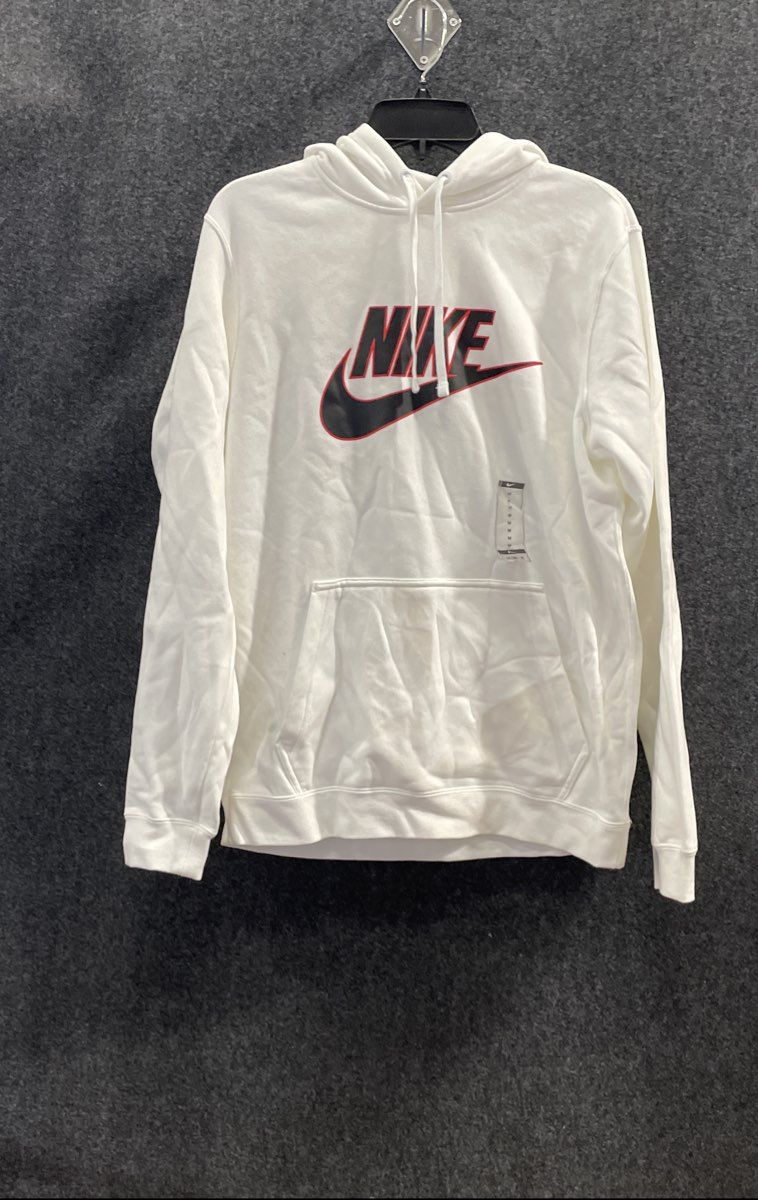 Nike Men's White Graphic Logo Pullover Fleece Hoodie AJ6352-100 NWT Sz M