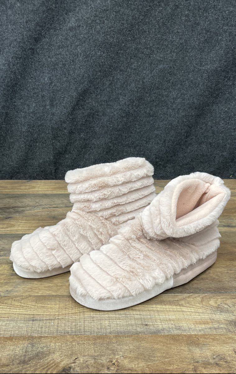 Aeropostale Blush Pink Faux Fur Heated Slipper Booties Women's Size Large