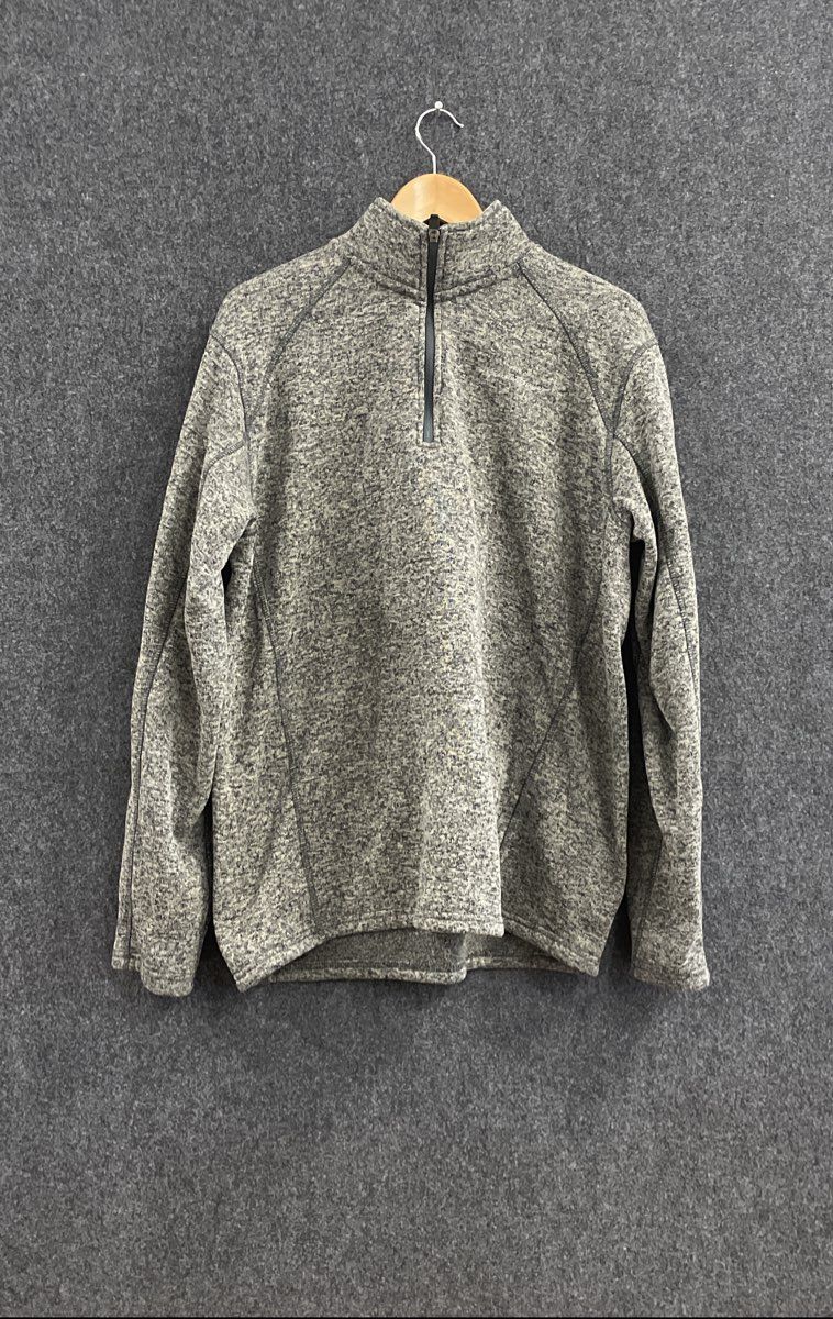 Eddie Bauer Men's 1/4 Zip Sweater Fleece Pullover Grey Marl Heather Sz XL