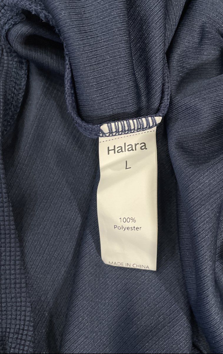 Halara Women's Blue Sleeveless Wrap V-Neck Pleated Exercise Dress Romper Sz L
