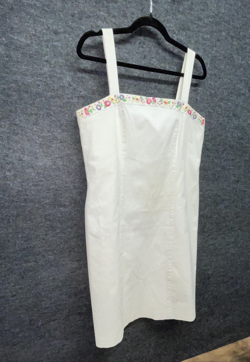 Anne Alexander Women's White Floral Embroidered Sleeveless Sheath Dress Size M