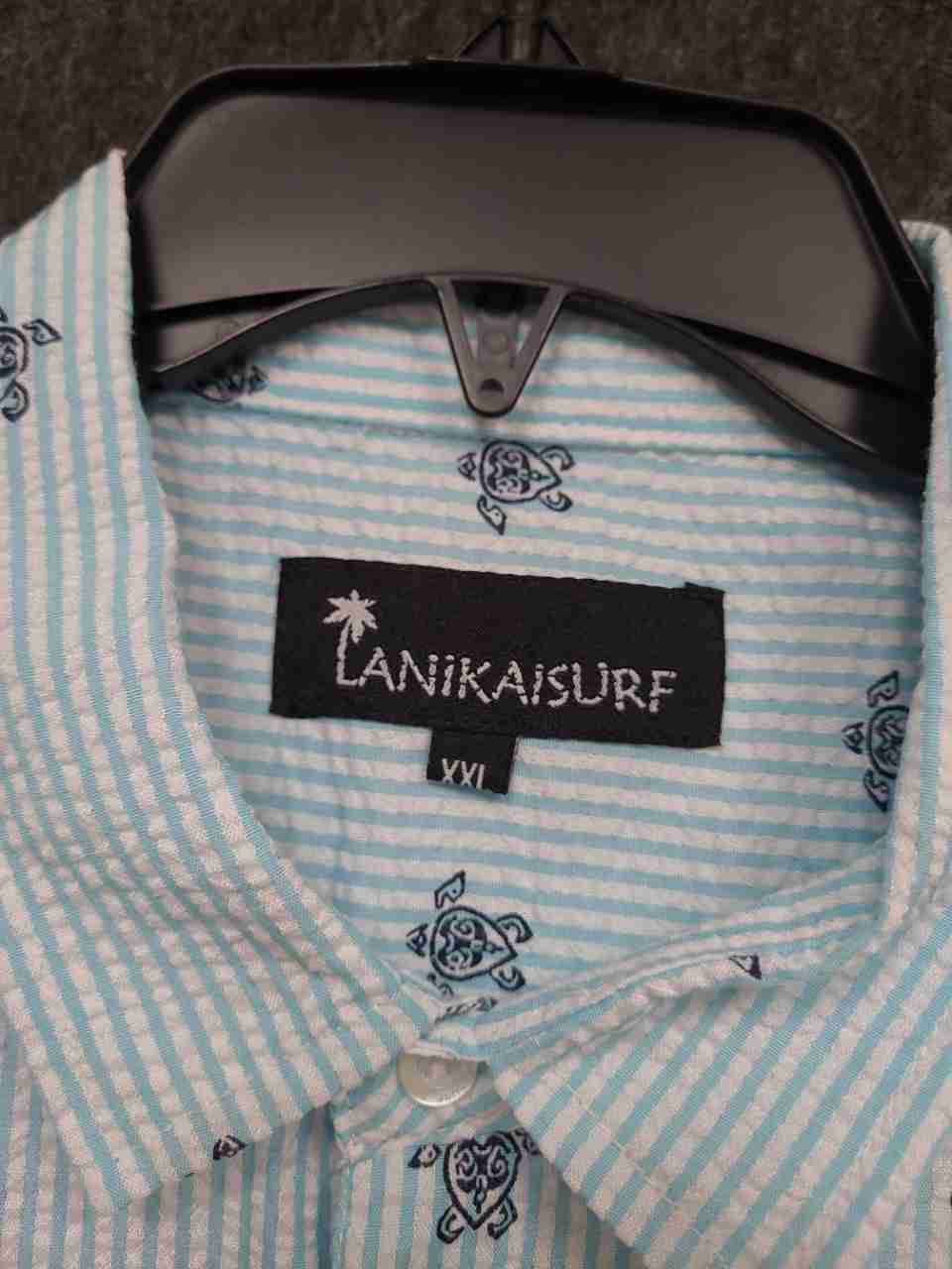 Lanikai Surf Men's Button Down Seersucker Turtle Print Shirt Sz XXL