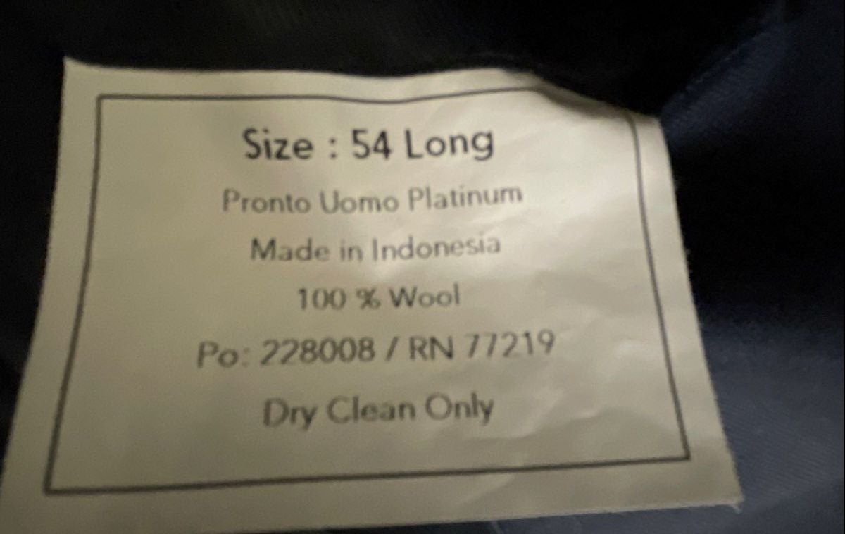 Pronto Uomo Platinum Men's Navy Blue 100% Wool 2-Piece Suit Sz 54 Long 48 Waist
