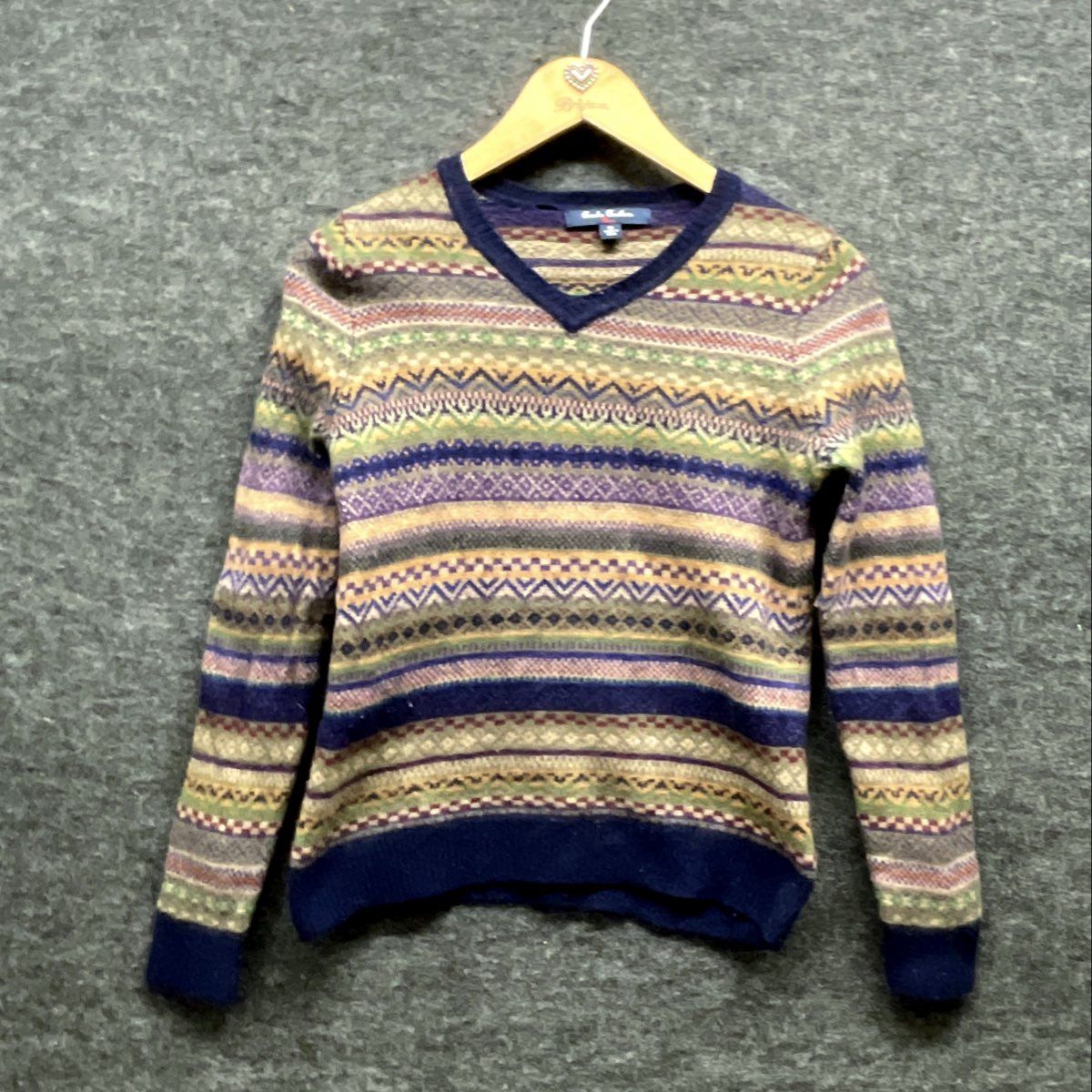Brooks Brothers Red Fleece Women's Fair Isle Wool V-Neck Sweater Sz M Fits S
