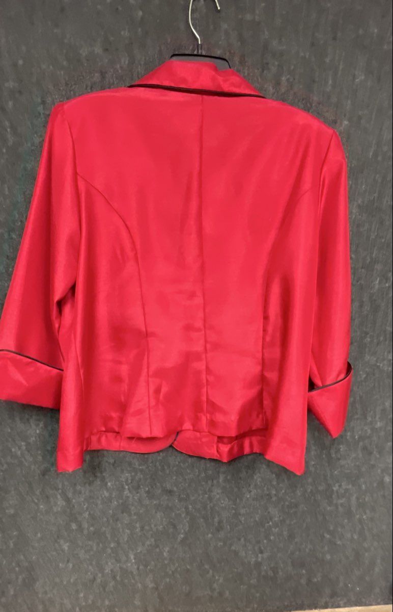 Dressbarn Woman Vintage Red Blazer Black Trim 3/4 Sleeve Sz 1X