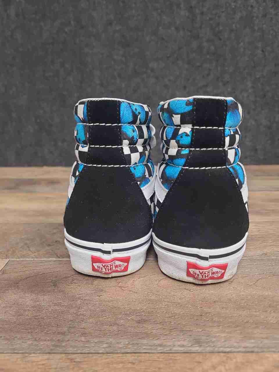 Vans Sk8-Hi Blue Butterfly Checkerboard High Top Sneakers Size Men 6.5 Women 8