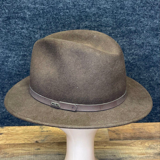 Scala Men's Olive Green Wool Felt Wide Brim Outback Fedora Hat