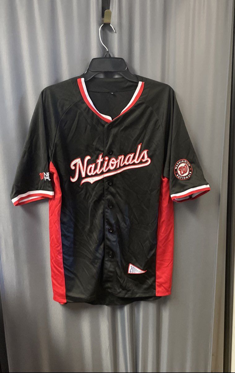 Nats Plus Men's Washington Nationals 2019 WS Champs Baseball Jersey Black Sz M