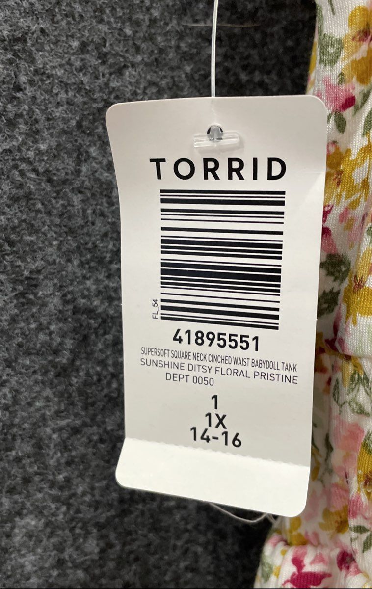 Torrid Women's Super Soft Floral Square Neck Cinched Babydoll Tank Top NWT Sz 1
