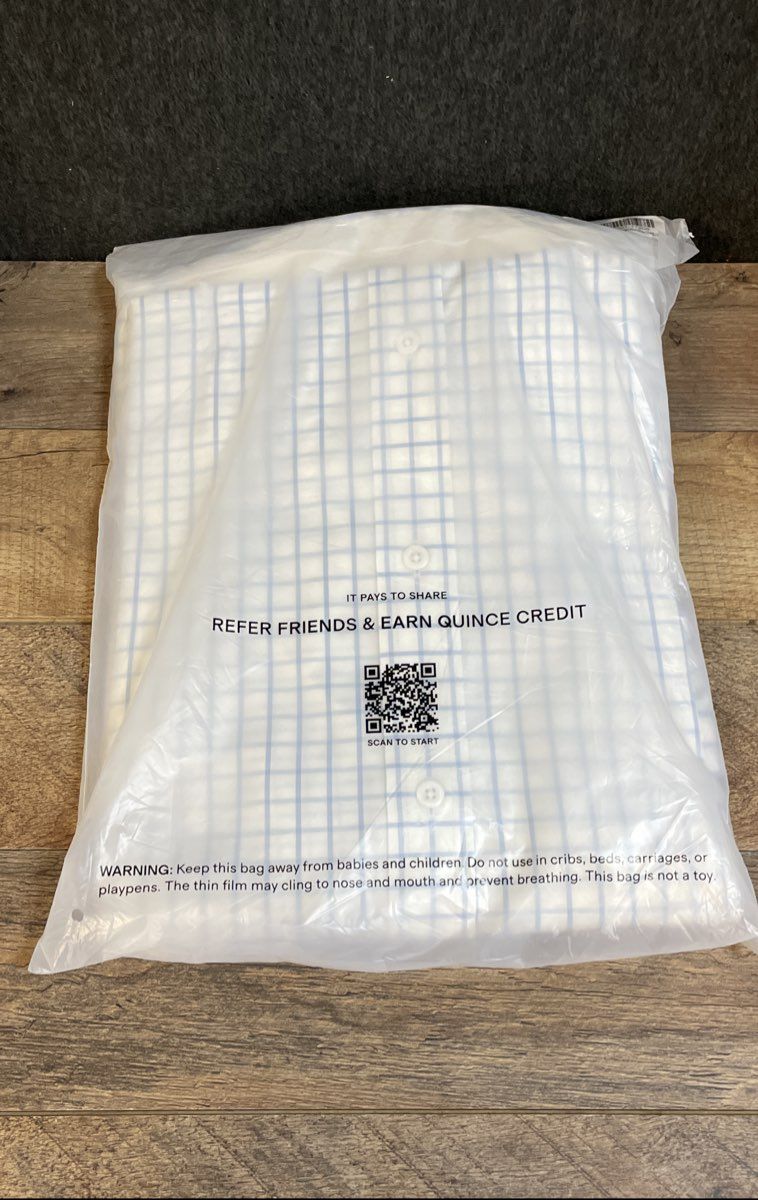 Quince Men's Blue White Check Organic Cotton Stretch Twill Shirt XXL NWT