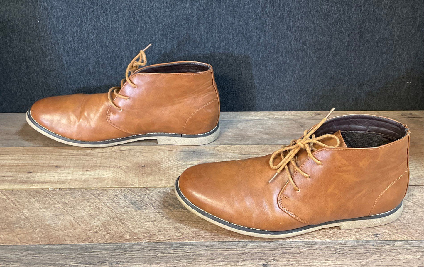 London Fog Broadstreet Brown Faux Leather Chukka Desert Boots Men's Size 13M