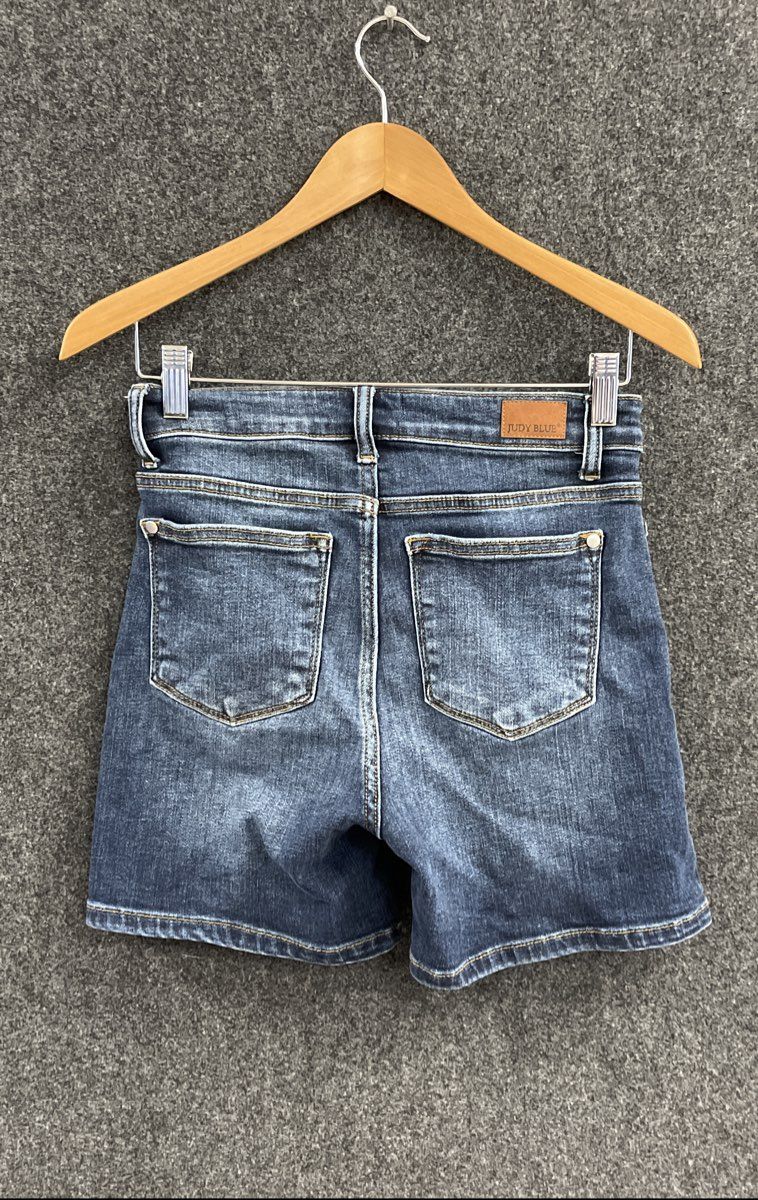 Judy Blue Women's Dark Wash Faded Denim Shorts Style JB15222DK Sz S