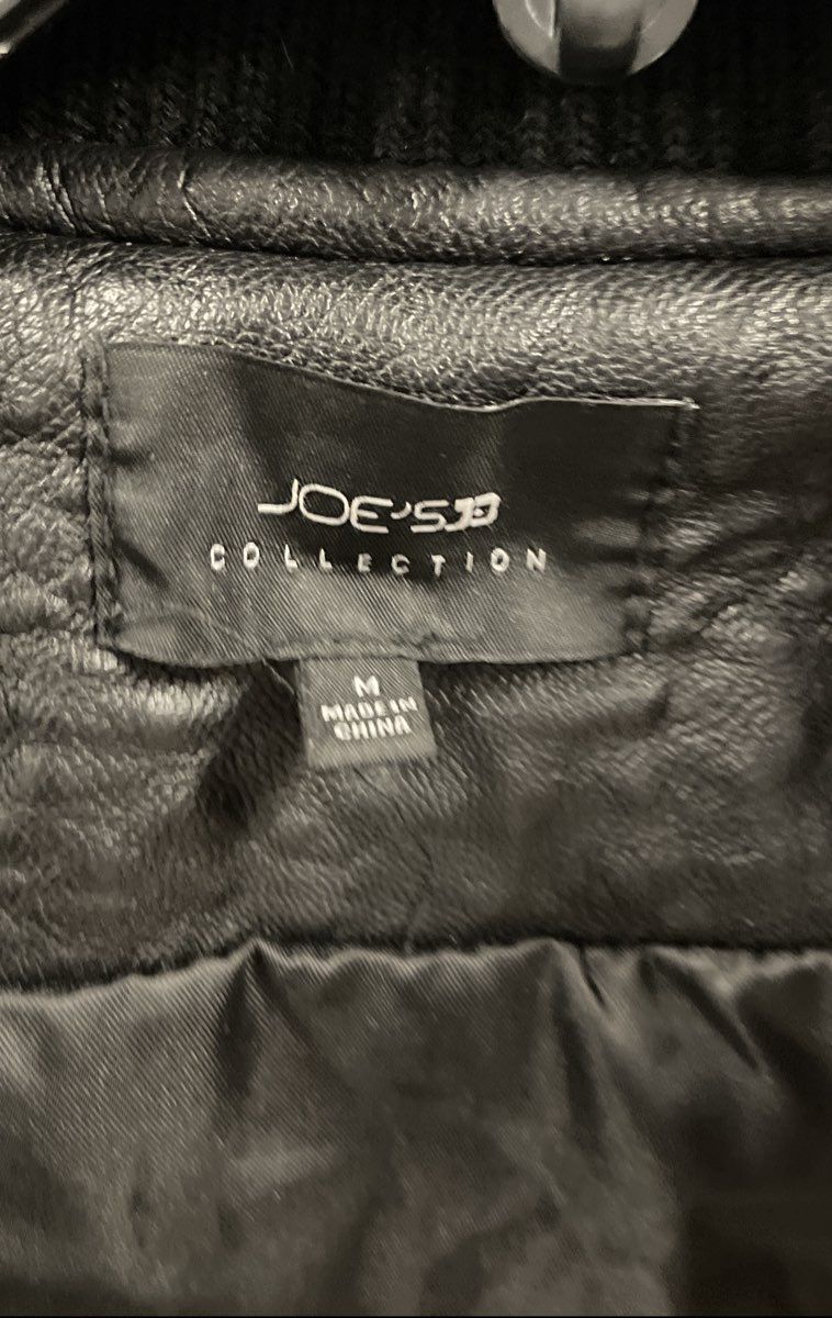 Joe's Women's Black Faux Leather Floral Rose Embroidery Bomber Jacket Sz M