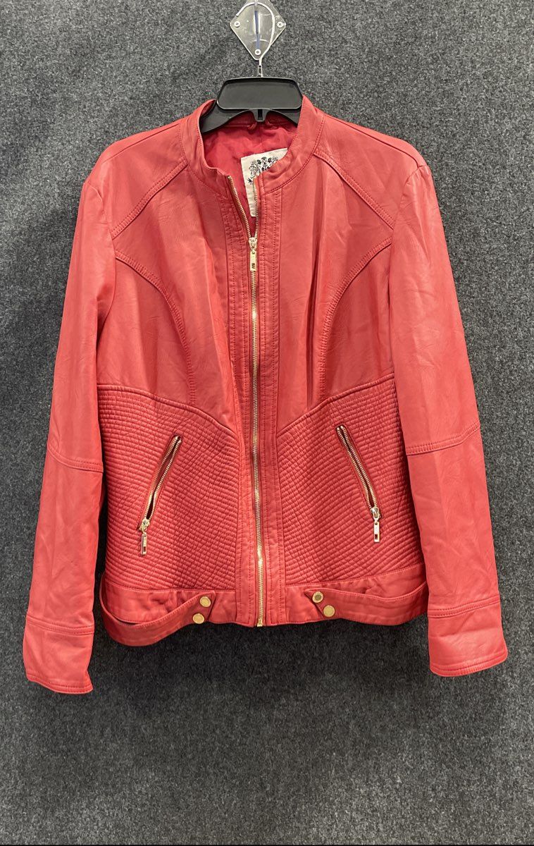 Made by Johnny Men's Red Faux Leather Quilted Motorcycle Jacket Size XXL