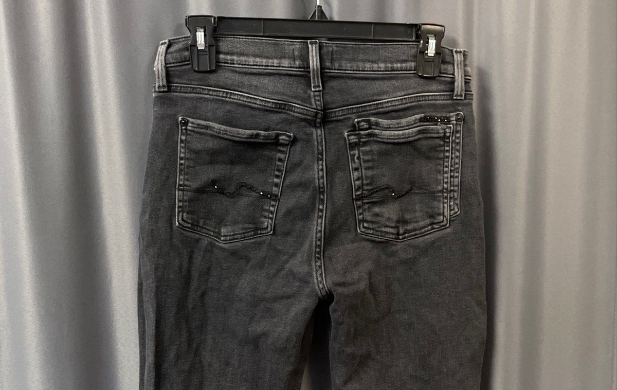 7 For All Mankind Women's Black Skinny Jeans Washed Embellished Pockets Sz 29