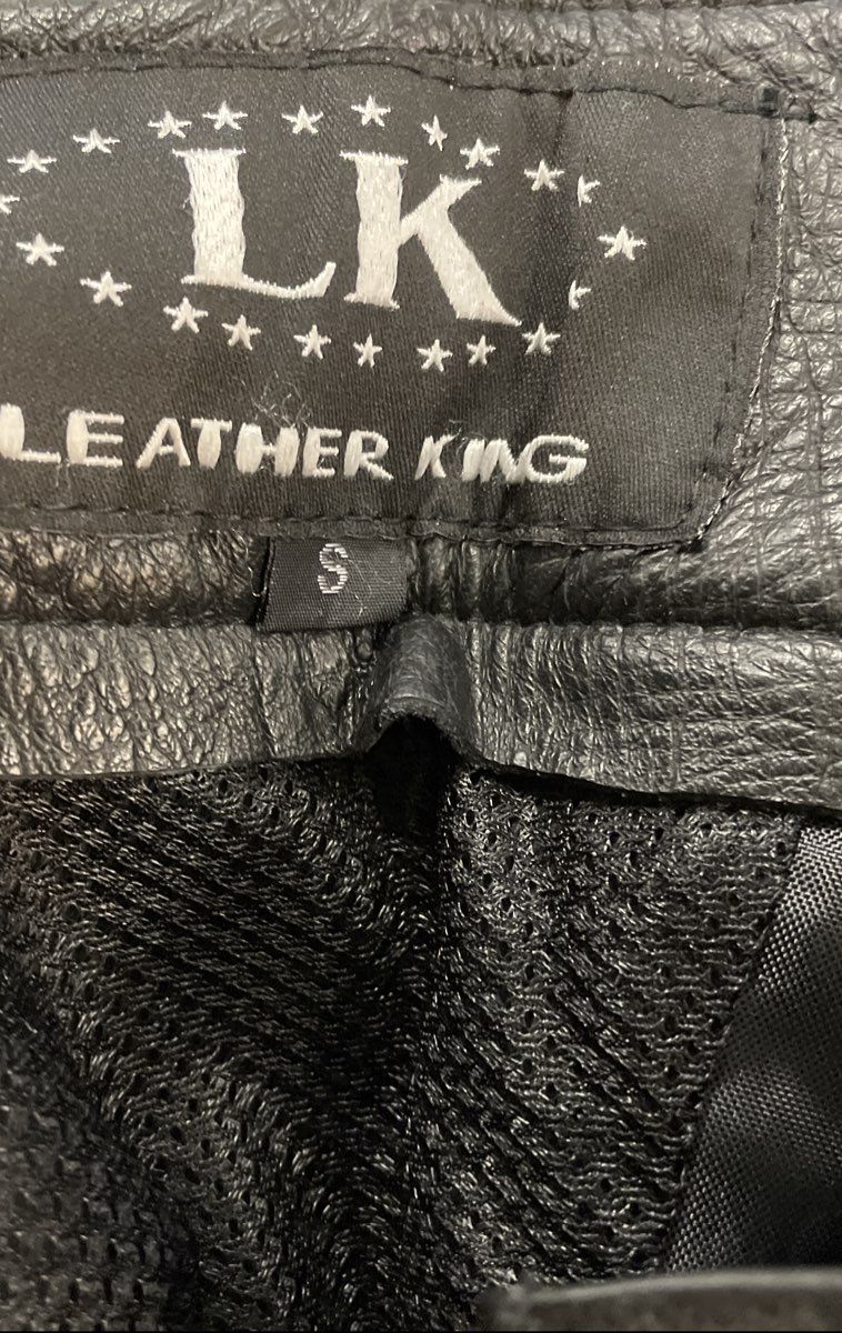 Leather King Men's Black Leather Biker Motorcycle Chaps Pants Size S