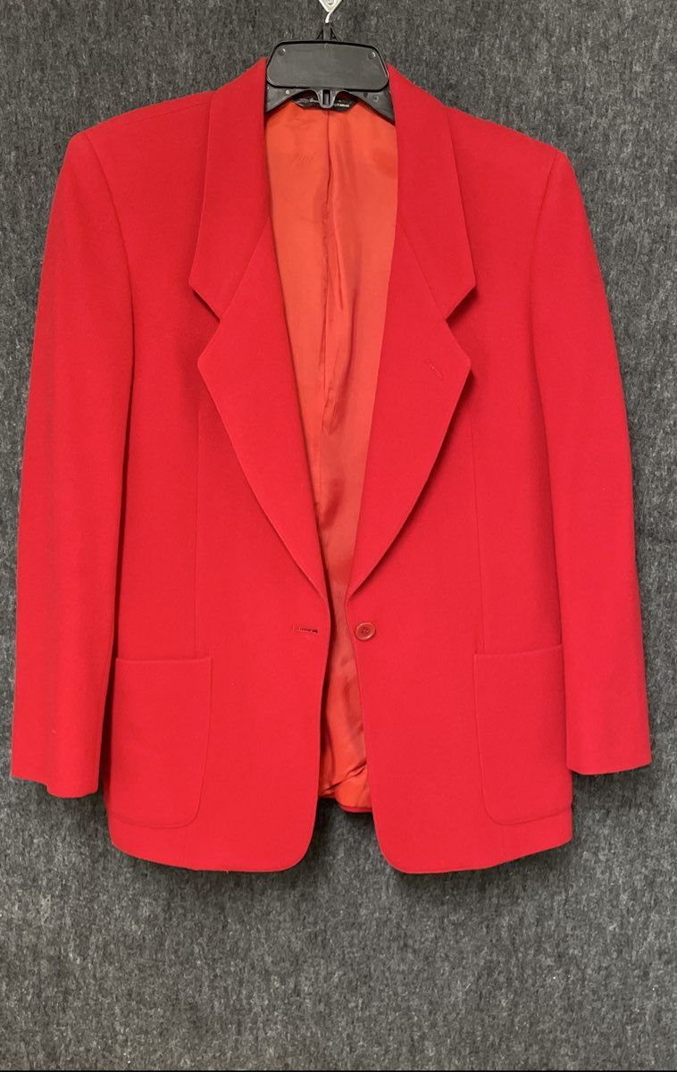 Augustus Women's Red One Button Blazer Suit Jacket Notch Lapel Sz 6