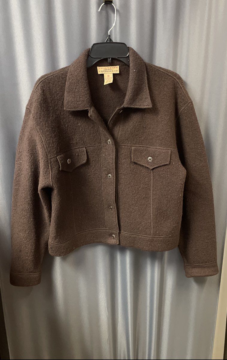 Vintage 90s Telluride Clothing Co Women's Brown Boiled Wool Shacket Jacket Sz M