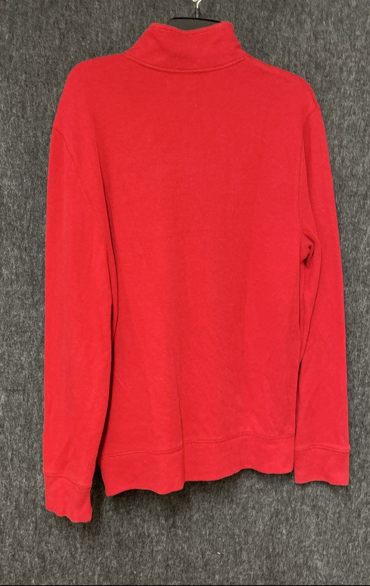 Nautica Men's Red 100% Cotton Quarter Zip Mock Neck Pullover Sweatshirt Sz L