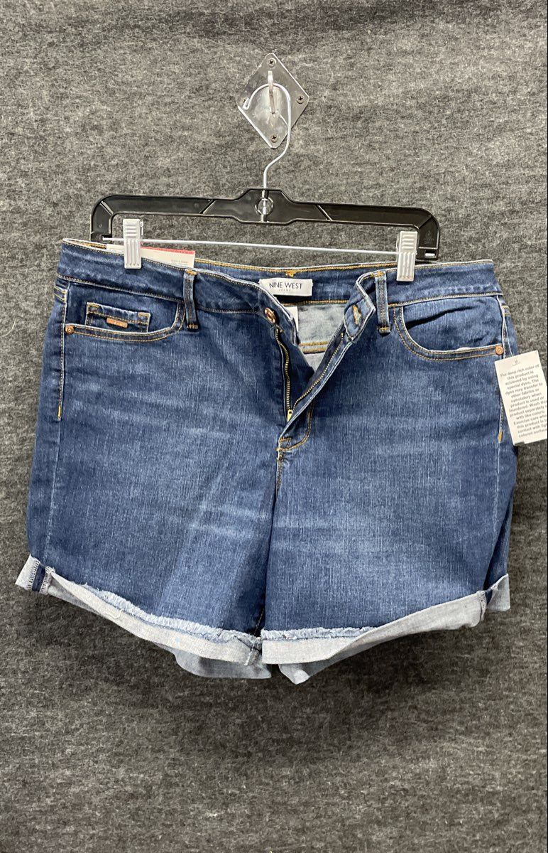 Nine West Women's Blue Gramercy Denim Jean Shorts Slim Fit Cuffed NWT Sz 14