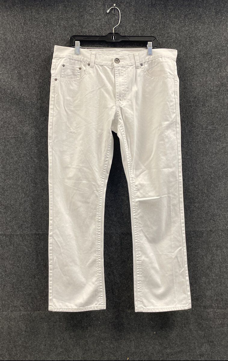 Vintage Y2K Request Men's White Premium Flap Pocket Embroidered Jeans Sz 36x32