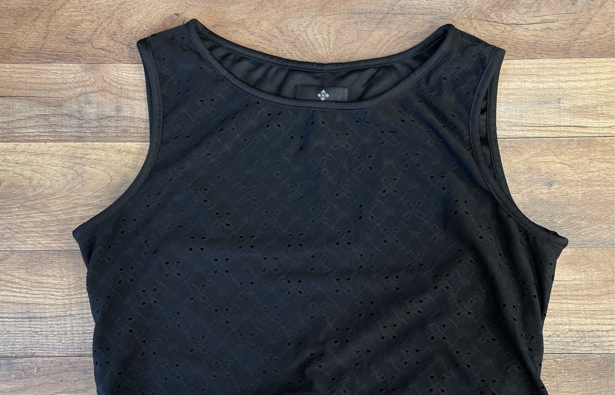 Ronni Nicole Women's Black Eyelet Sleeveless Shift Dress Size L