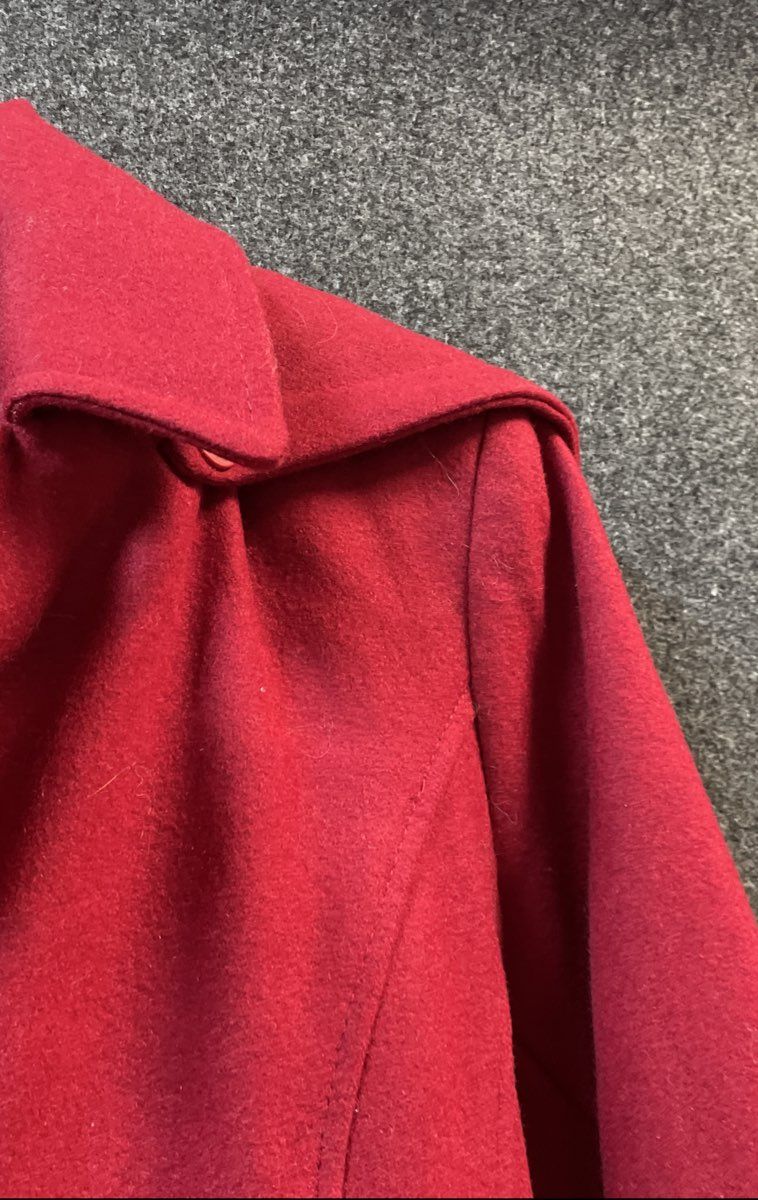 London Fog Women's Red Wool Blend Hooded Belted Trench Coat Jacket Sz S