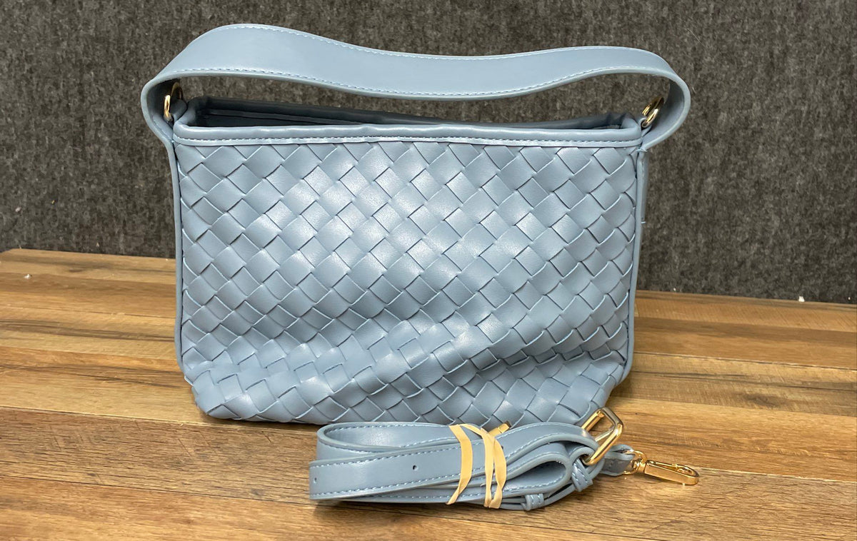 Urban Expressions Blue Woven Vegan Leather Shoulder Bag Crossbody