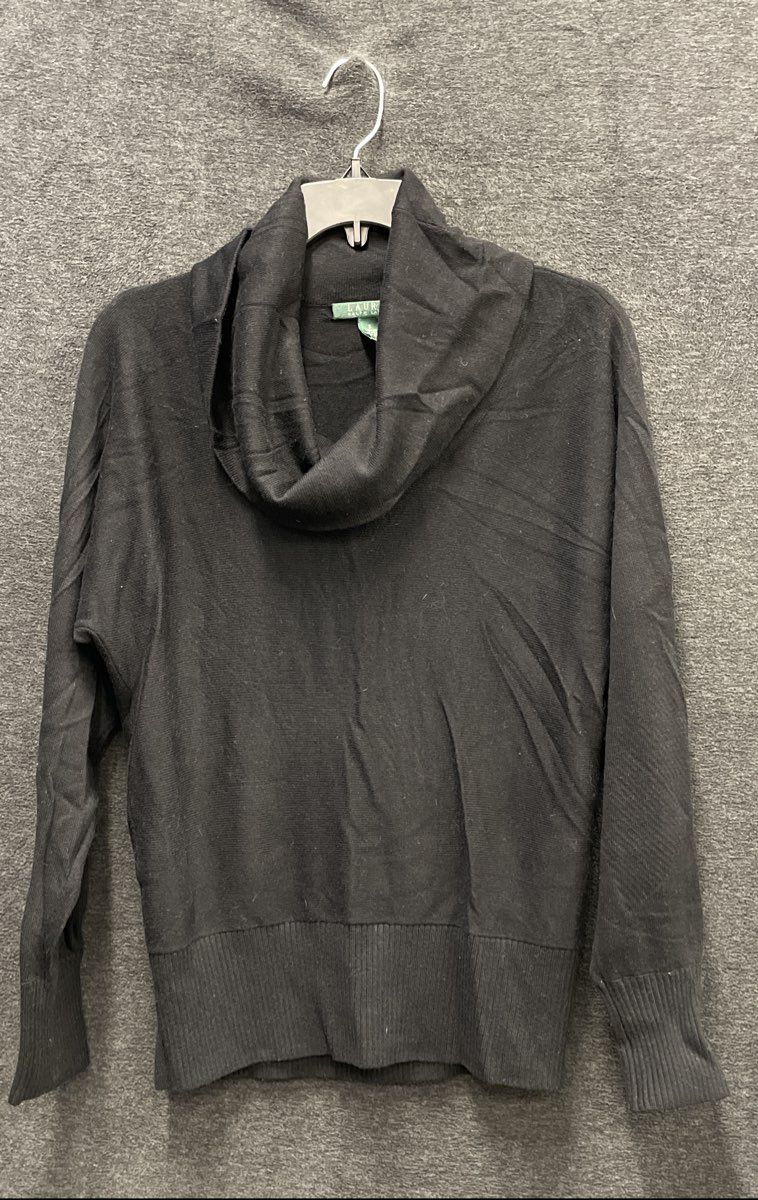 Lauren Ralph Lauren Women's Black Cowl Neck Cotton Modal Sweater Size S
